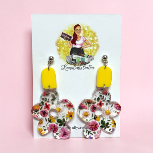 Sunflower Bloom Floral Drop Earrings 🌼✨