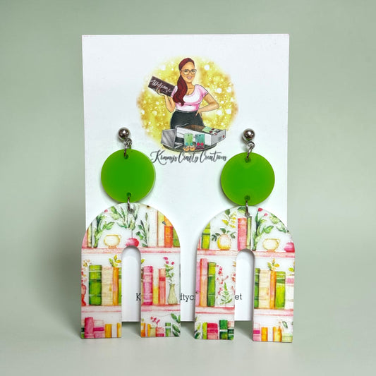 Neon Book Lover Arch Earrings