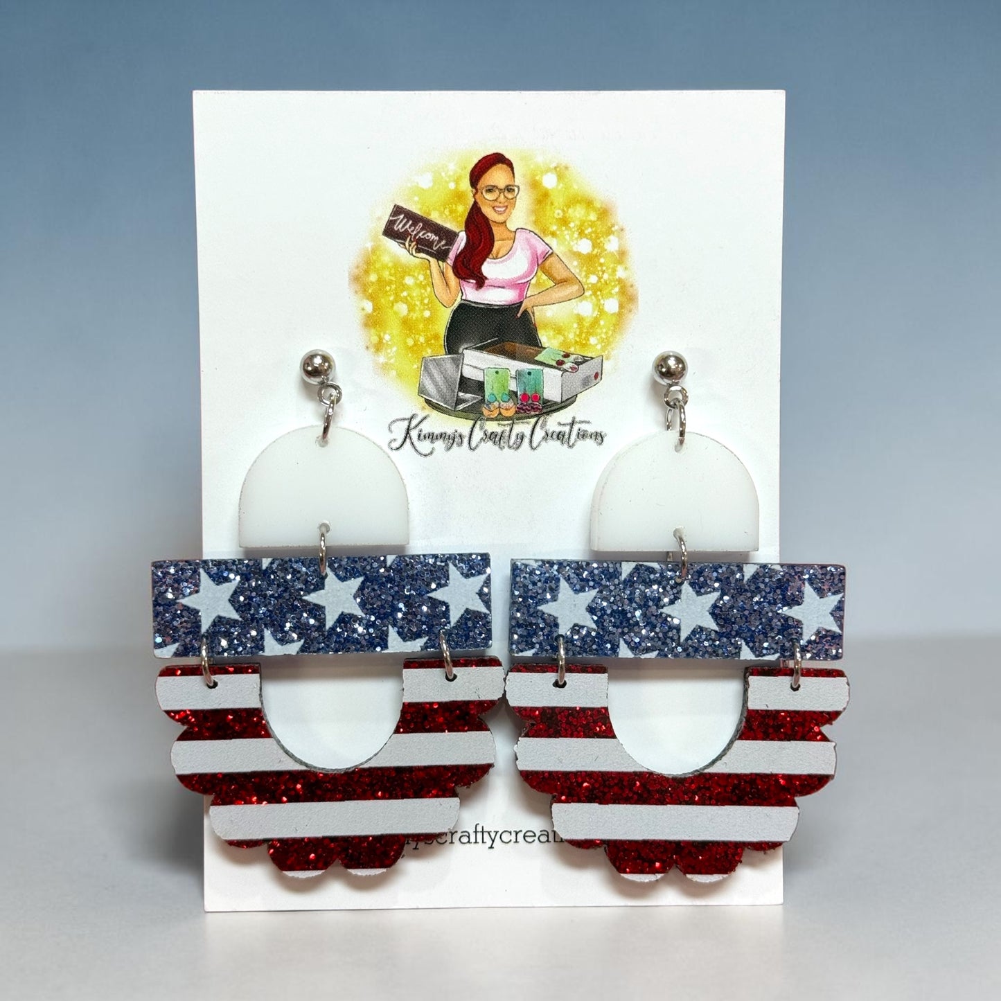 Patriotic Scallop Statement Earrings