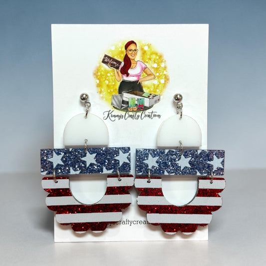 Patriotic Scallop Statement Earrings