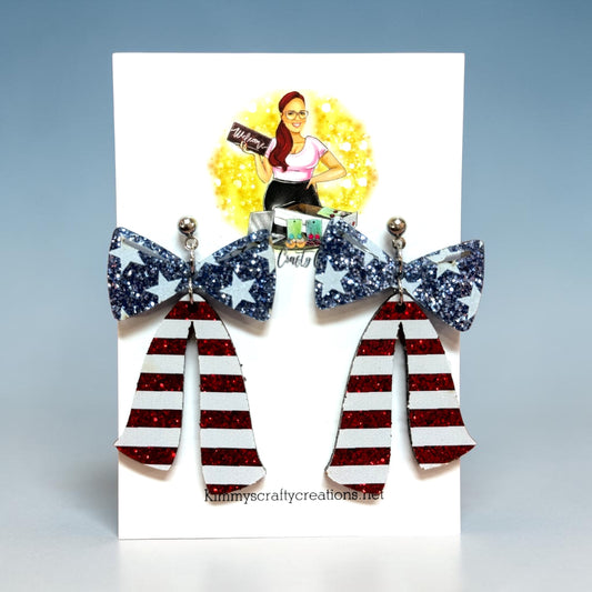 Americana Ribbon Bow Earrings
