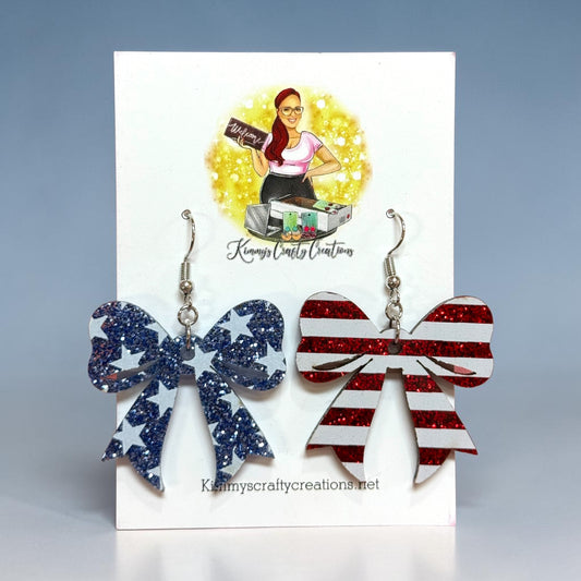 Patriotic Bow Dangle Earrings