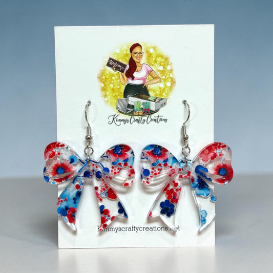 Patriotic Floral Bow Earrings