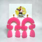 Pink Arch Dangle Statement Earrings
