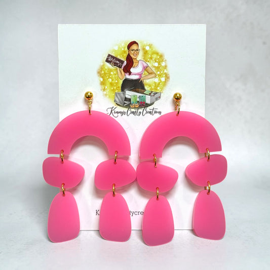 Pink Arch Dangle Statement Earrings