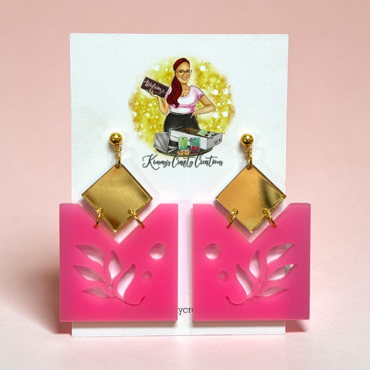 Pink & Gold Luxe Cutout Earrings