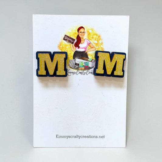 Glitter Letter M Stud Earrings