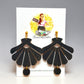 Retro Fan Statement Earrings – Black