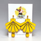 Retro Fan Statement Earrings – Yellow