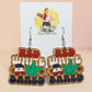 Red, White & Baked Wooden Earrings